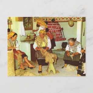 Vintages Portugal, Ladys Spinning Postkarte