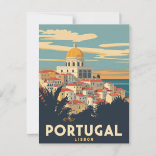 Vintages Portugal Reiseplakat - Lissabon Stadtbild Postkarte