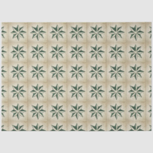 Vintages Portugiesisch Azulejos Star Green Decoupa Seidenpapier