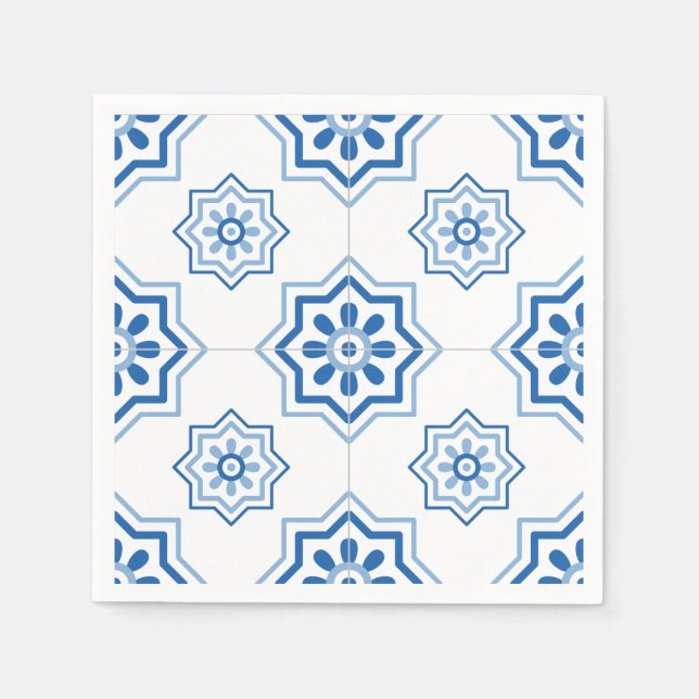 Vintages portugiesisches Azulejo BLAUE Tile Muster Serviette (Vorderseite)