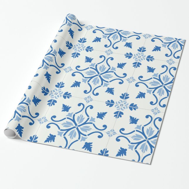 Vintages portugiesisches Azulejo-Talmuster Geschenkpapier (Ungerollt)