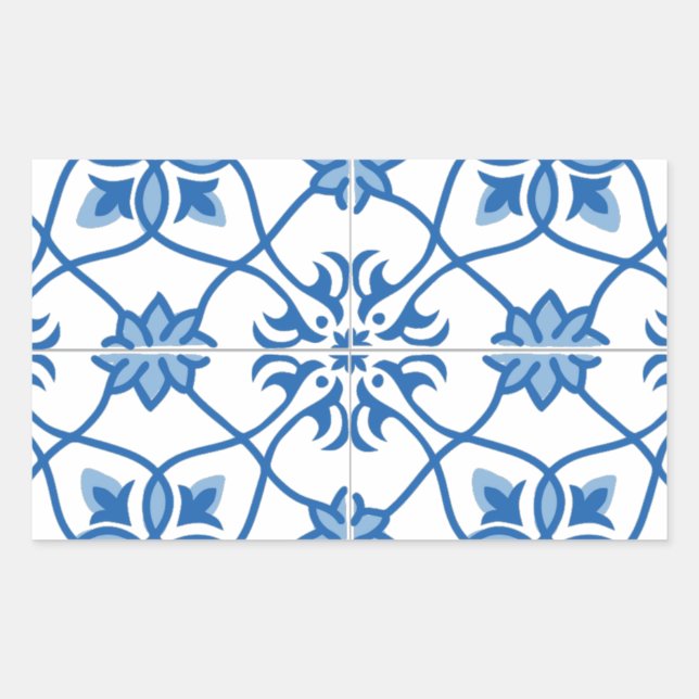 Vintages portugiesisches Azulejo-Talmuster Rechteckiger Aufkleber (Vorderseite)