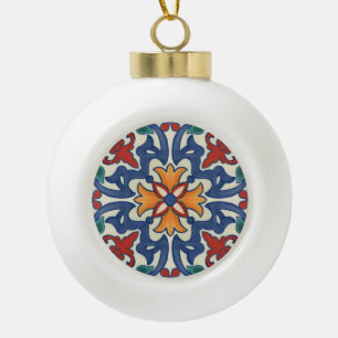 Vintages portugiesisches Azulejos-Muster Keramik Kugel-Ornament