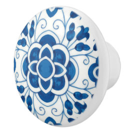 Vintages portugiesisches Blaues Azulejos-Muster  Keramikknauf