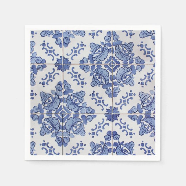 Vintages portugiesisches Tile Cocktail Papier Napk Serviette (Vorderseite)
