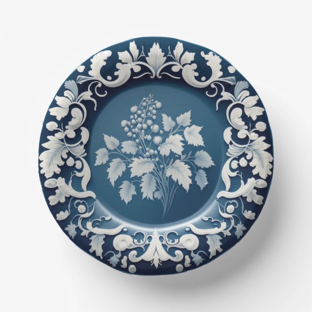 Vintages Porzellan Blue & White China Bowls Pappteller (Vorderseite)