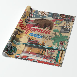 Vintages Poster aus Kalifornien mit touristischen Geschenkpapier