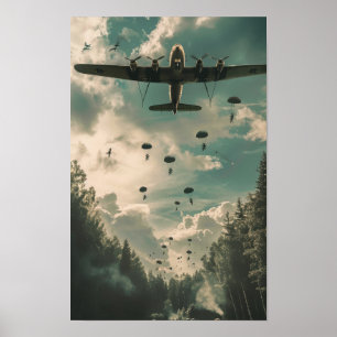 Vintages Poster für das militärische Flugzeug von