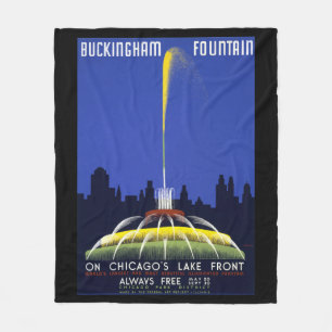 Vintages Poster von 1939, Chicagos Buckingham Foun Fleecedecke