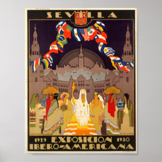 Vintages Poster von Sevilla Spanien Expo 1919