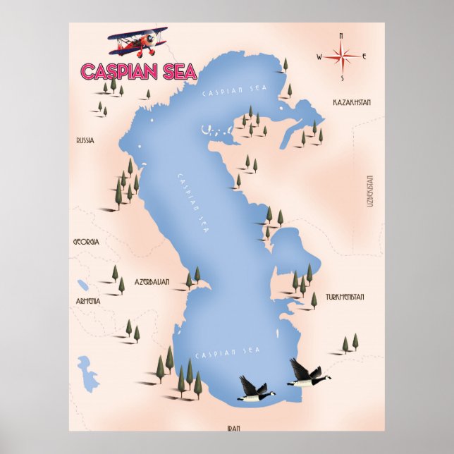 Vintages Poster zum Kaspischen Meer (Vorne)