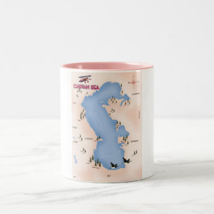Vintages Poster zum Kaspischen Meer Zweifarbige Tasse