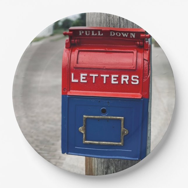 Vintages Postfach Pappteller (Vorderseite)