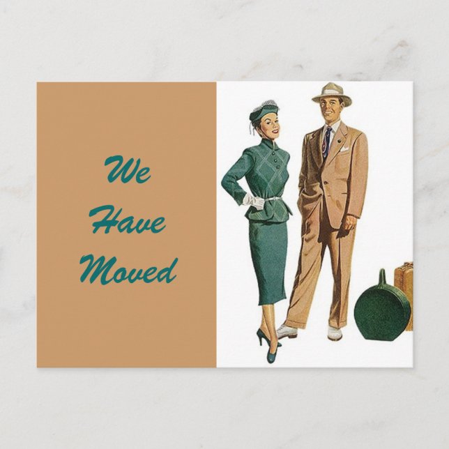 Vintages Postkarten-Paar - Neuer Adressrechner Ankündigungspostkarte (Vorderseite)