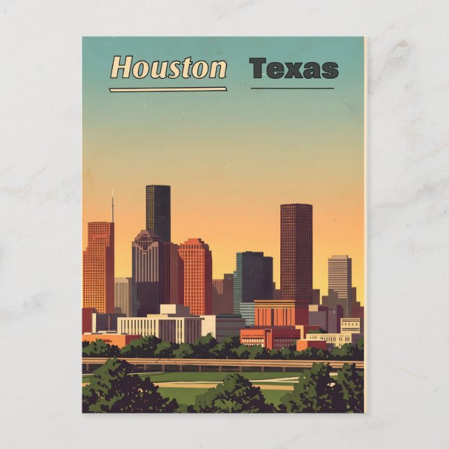 Vintages Postkartendesign von "Houston Texas" Postkarte (Vorderseite)