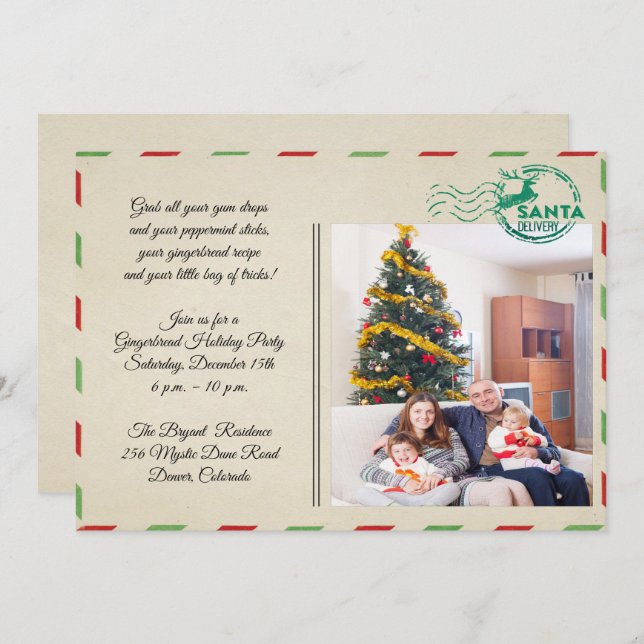 Vintages Postkartenschiff Feiertag Party Einladung (Vorne/Hinten)