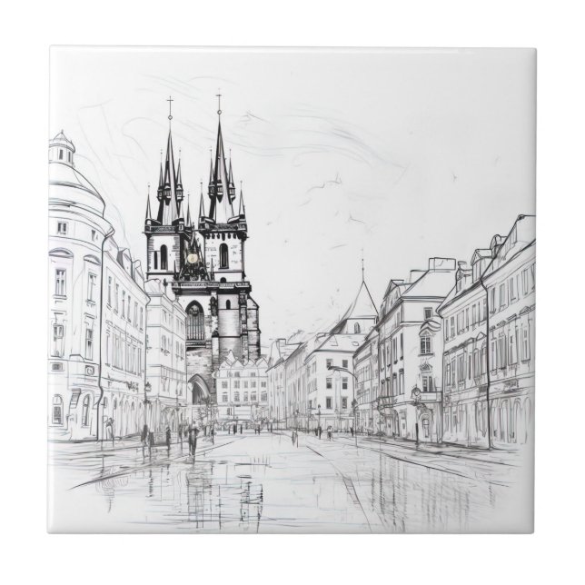 Vintages Prag Fliese (Vorderseite)