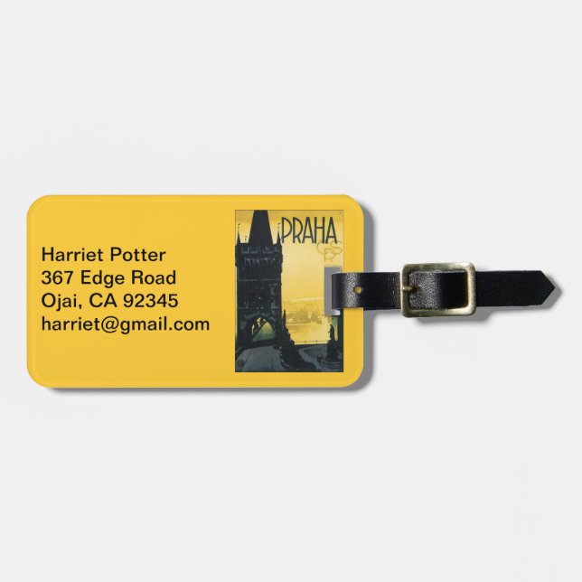 Vintages Prag (Praha) Gepäckanhänger (Vorderseite horizontal)