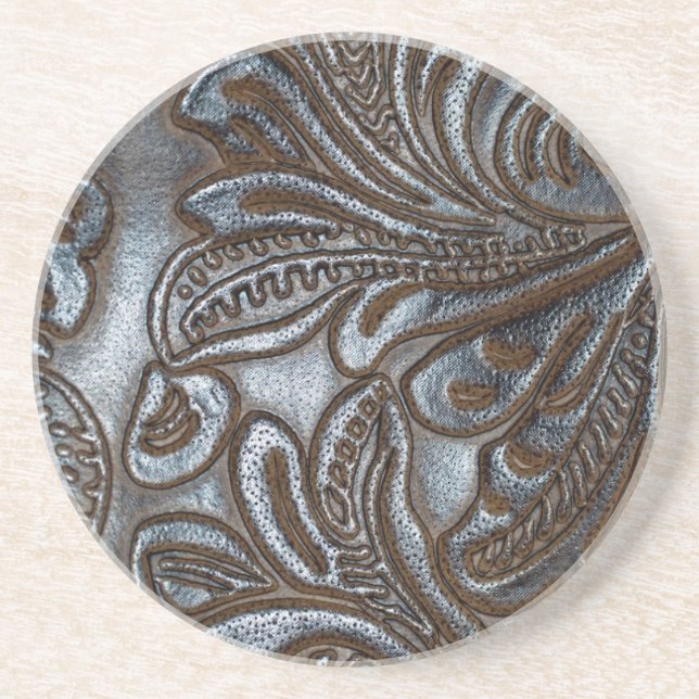 Vintages prägeartiges Leder Getränkeuntersetzer (Vorne)