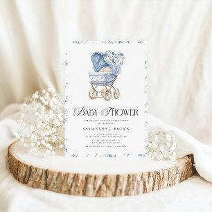 Vintages Pram Elegantes Tessin Chinoiserie Kinderd Einladung