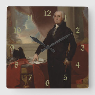 Vintages Präsident-Portrait von George Washington Quadratische Wanduhr