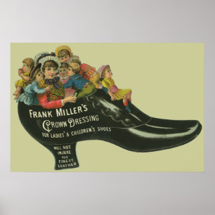 Vintages Produktetikett, Frank Miller's Shoe Polni Poster