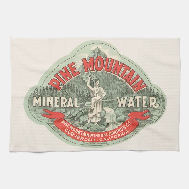 Vintages Produktetikett, Kiefernbergmineralwasser Geschirrtuch (Horizontal)