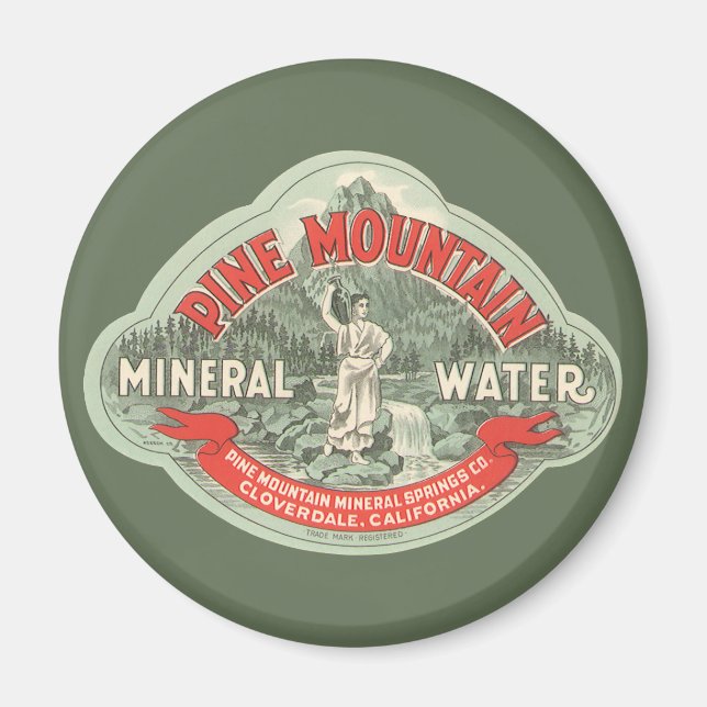 Vintages Produktetikett, Kiefernbergmineralwasser Magnet (Vorne)