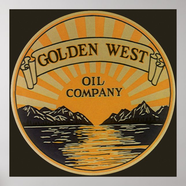 Vintages Produktlabel Art, Golden West Oil Company Poster (Vorne)