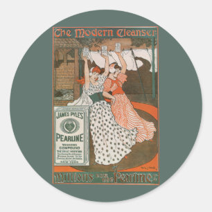 Vintages Produktlabel Art Pearline Moderner Reinig Runder Aufkleber