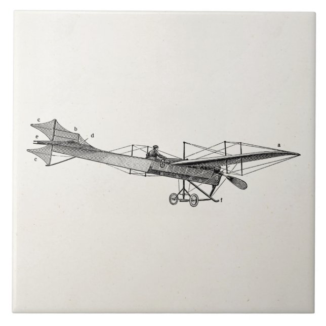 Vintages Propeller-Flugzeug-Retro altes Fliese (Vorderseite)