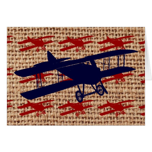 Vintages Propellerflugzeug auf Burlap Print (Vorderseite (Horizontal))