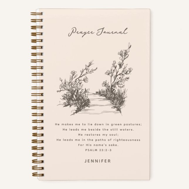 Vintages Psalm 23 Personalisiertes Prayer Journal Notizbuch (Vorderseite)