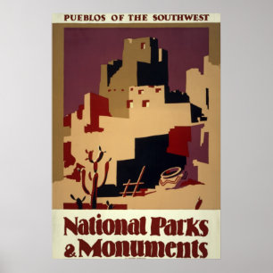 Vintages Pueblo WPA Nationalparkplakat Poster
