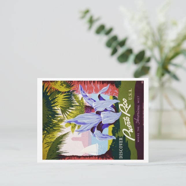 Vintages Puerto Rico Reisen Tropical Customizing Postkarte (Stehend Vorderseite)