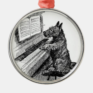 Vintages "Puppy Playing the Piano" Ornament