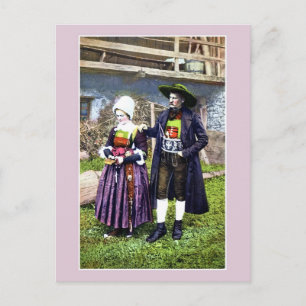 Vintages Pustertaler Ehepaar in traditioneller Kle Postkarte
