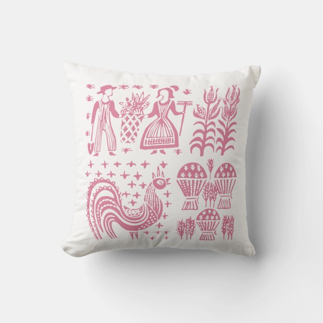 Vintages Pyrex Muster - Butterprint Rosa Kissen (Vorderseite)