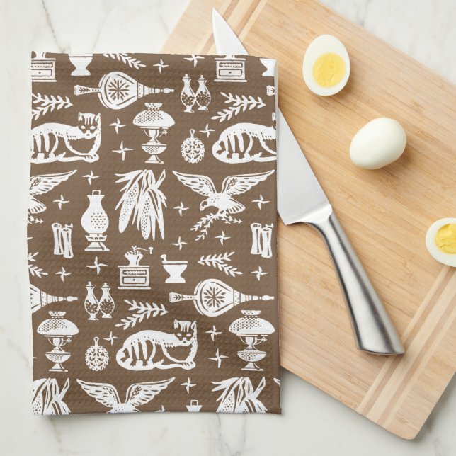 Vintages Pyrex Muster - frühe amerikanische Katze Geschirrtuch (Viertel Falte)