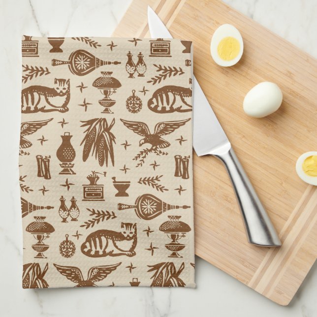 Vintages Pyrex Muster - frühe amerikanische Katze Geschirrtuch (Viertel Falte)