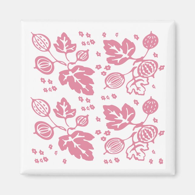 Vintages Pyrex-Muster - Goosebeere (Rosa) Magnet (Vorne)