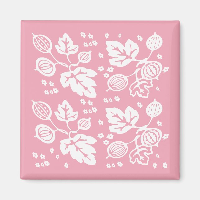 Vintages Pyrex-Muster - Gooseberry (weiß) Magnet (Vorne)