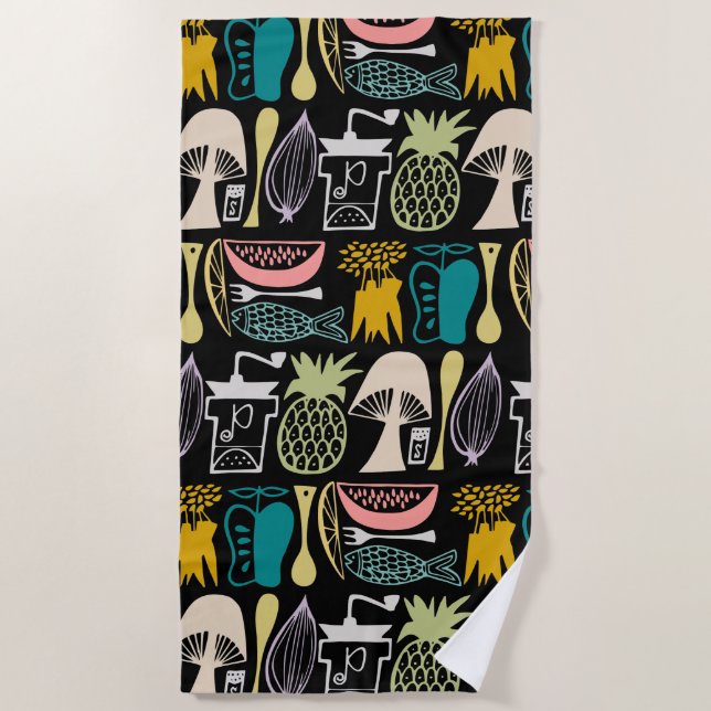 Vintages Pyrex Muster - Mod-Küche (Fünfzigerjahre Strandtuch (Vorderseite)