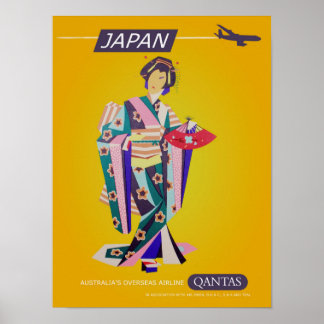 Vintages Qantas Japan Travel Poster