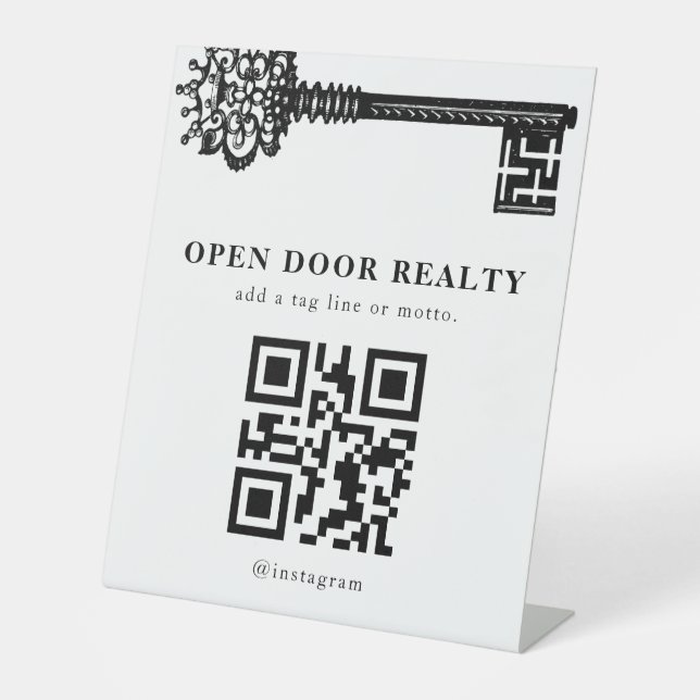 Vintages QR-Code-Pedestzeichen Sockelschild (Vorderseite)