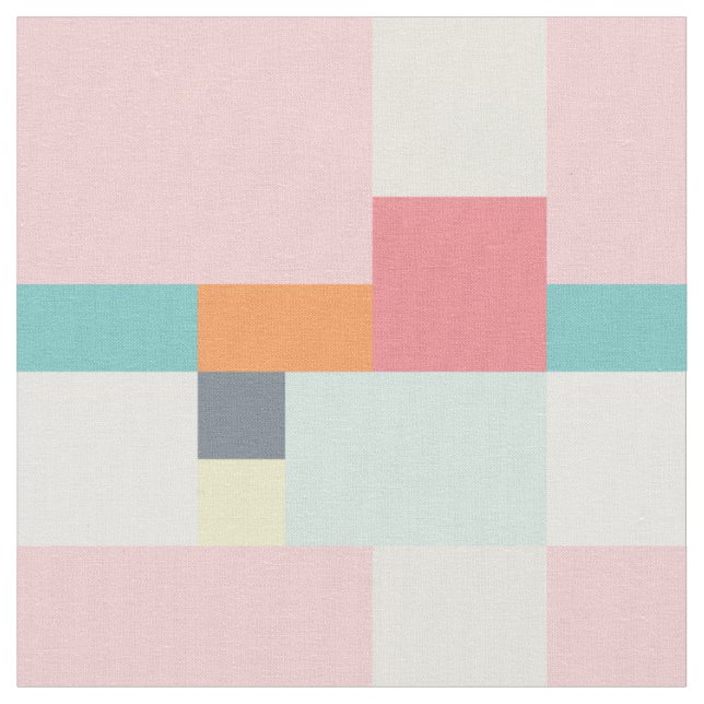 Vintages Quadrat-Muster in Rosa und Türkis Stoff (Nahaufnahme)