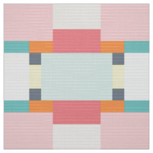 Vintages Quadrat-Muster in Rosa und Türkis Stoff
