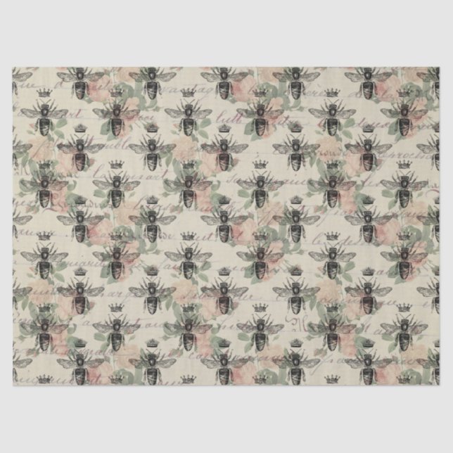 Vintages Queen Honey Bee Decoupage Tissue Seidenpapier (Vorderseite)