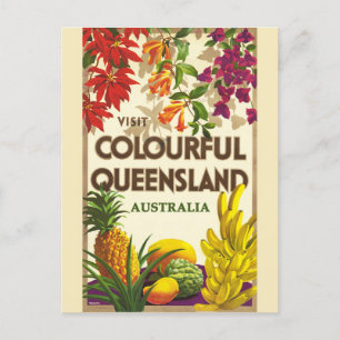 Vintages Queenland Australien Farbenreiche Reise Postkarte