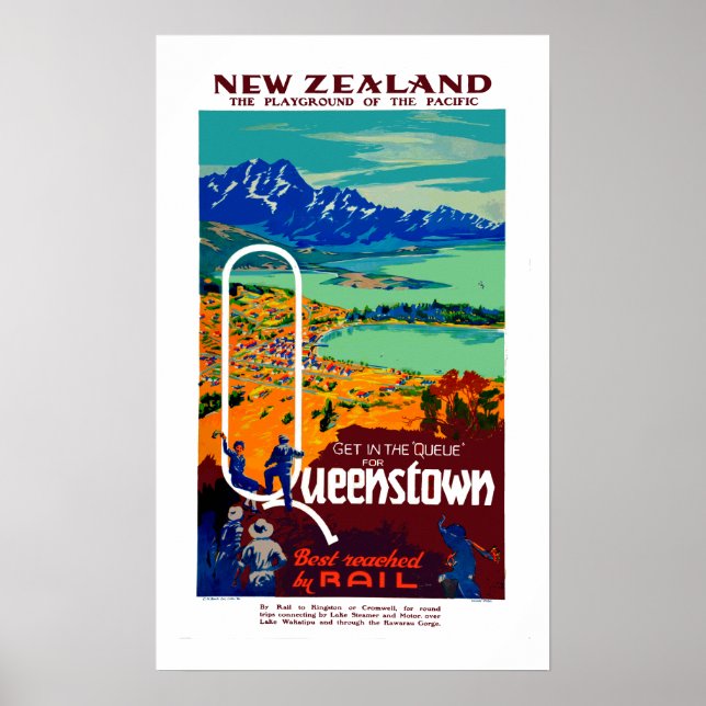 Vintages Queenstown New Zealand Travel Poster (Vorne)